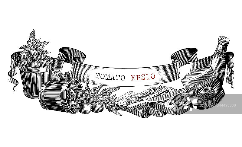 西红柿产品标签手绘设计图片素材