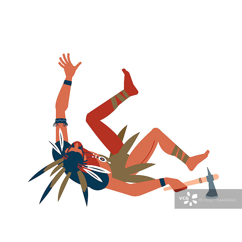 受伤的美洲原住民印第安战士图片素材