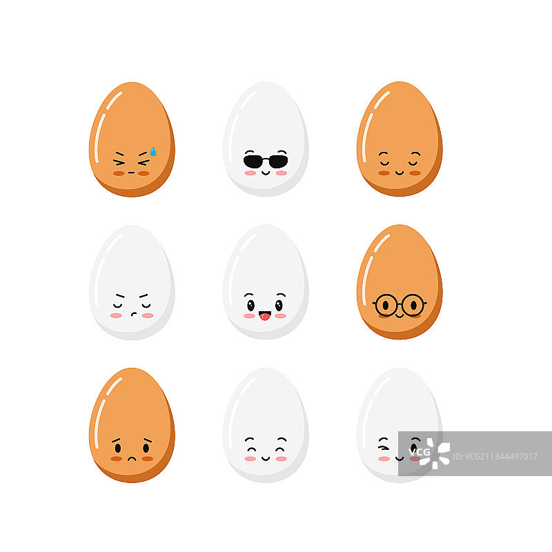 可爱的小鸡鸡蛋卡通形象图标集图片素材