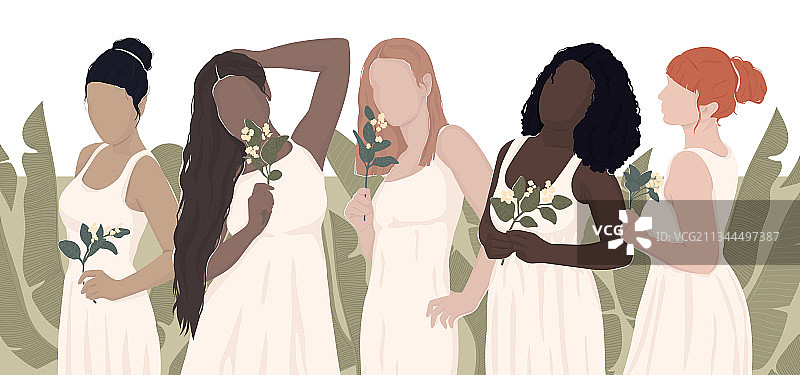 不同种族的女性绘画套装图片素材