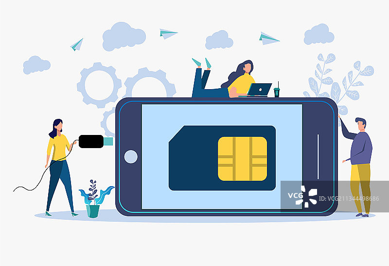 彩色手机SIM卡微芯片图片素材