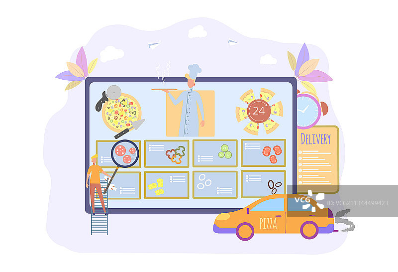24小时在线披萨订购送餐图片素材