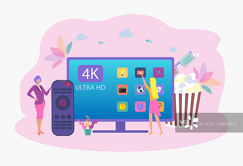 人们在电视显示屏上切换应用程序图片素材
