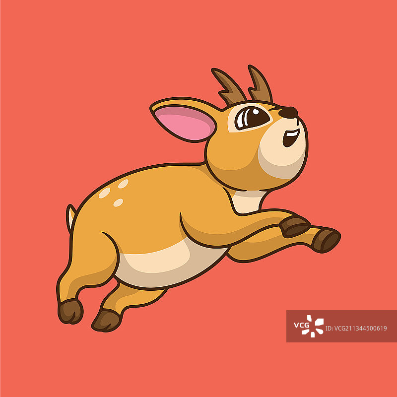 卡通动物设计：跳跃的鹿可爱吉祥物logo图片素材