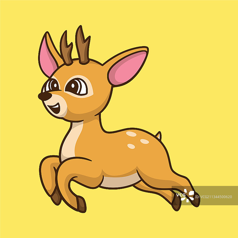 卡通动物设计：奔跑的可爱鹿吉祥物图片素材