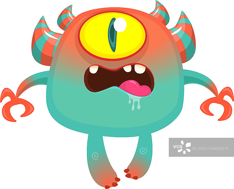 兴奋的卡通怪物角色图片素材