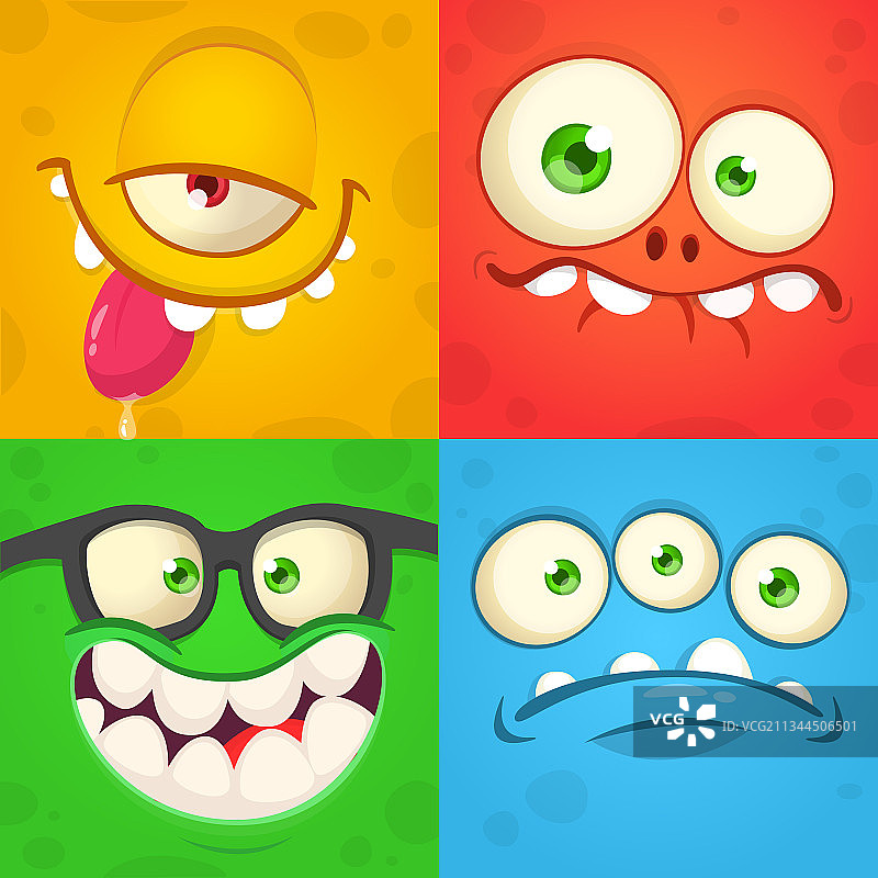 卡通怪物面部合集四图片素材