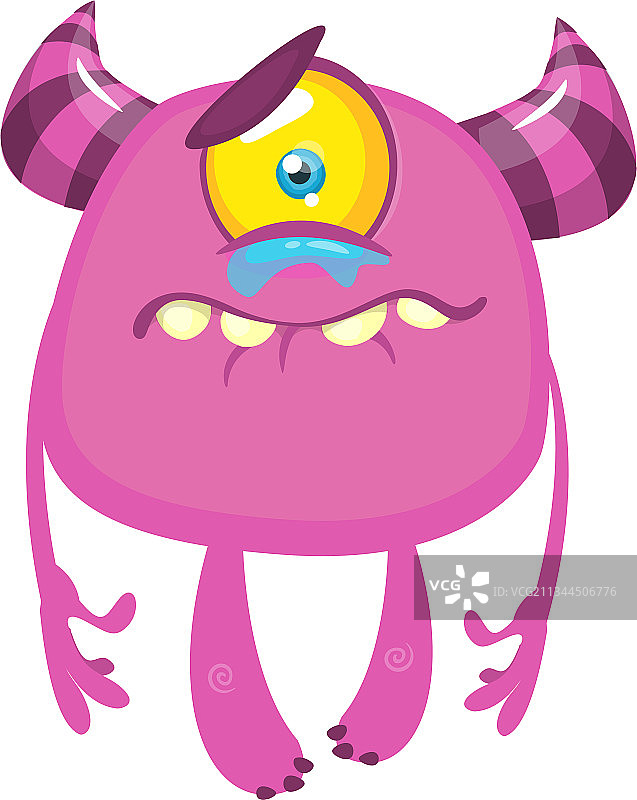 可爱的独眼有趣卡通怪物图片素材