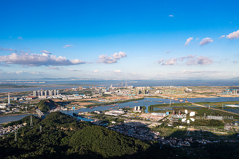 中山市翠亨马鞍岛 深圳中山跨海大桥 深中通道航拍图片素材