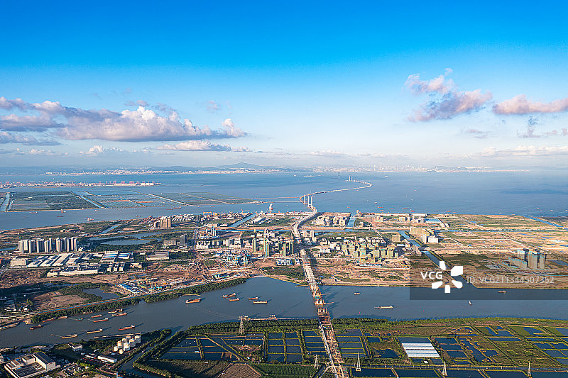 中山市翠亨马鞍岛 深圳中山跨海大桥 深中通道航拍图片素材