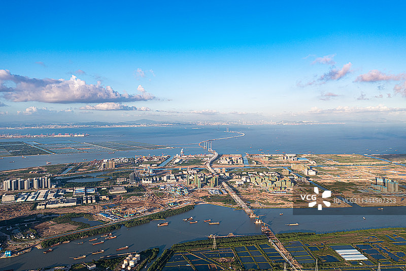 中山市翠亨马鞍岛 深圳中山跨海大桥 深中通道航拍图片素材