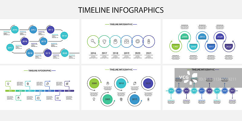 包含5/6/7/9/10元素的创意信息图图片素材