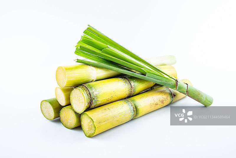 白背景上的禾本科黄皮果蔗图片素材