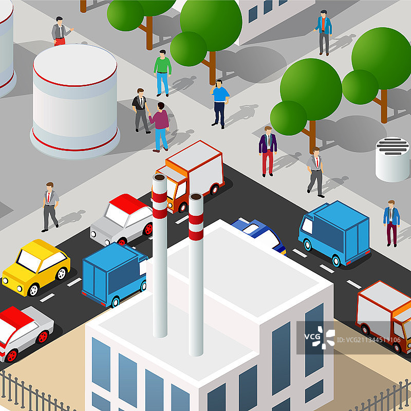 2.5D街景人物十字路口3D模型图片素材