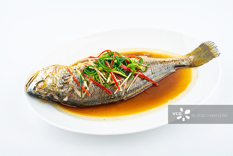 中餐菜品清蒸黄花鱼图片素材