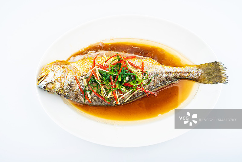 中餐菜品清蒸黄花鱼图片素材
