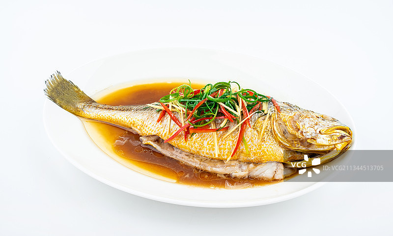 中餐菜品清蒸黄花鱼图片素材