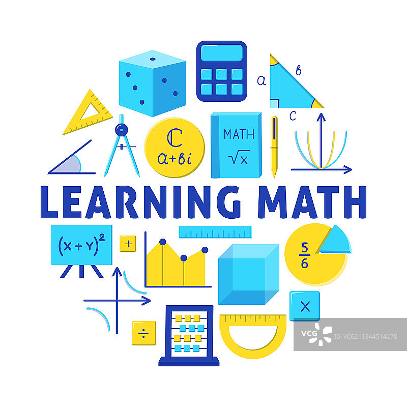 扁平风格圆形数学概念banner图片素材