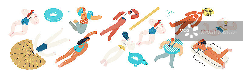 现代扁平风格海滩度假村活动图片素材