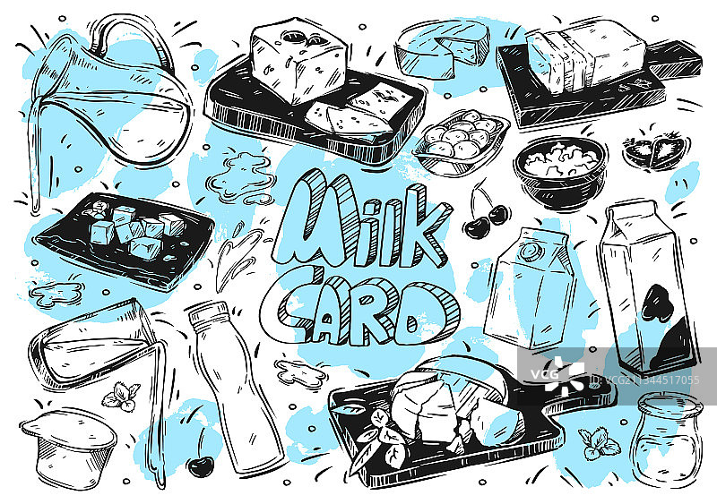 手绘牛奶涂鸦图片素材