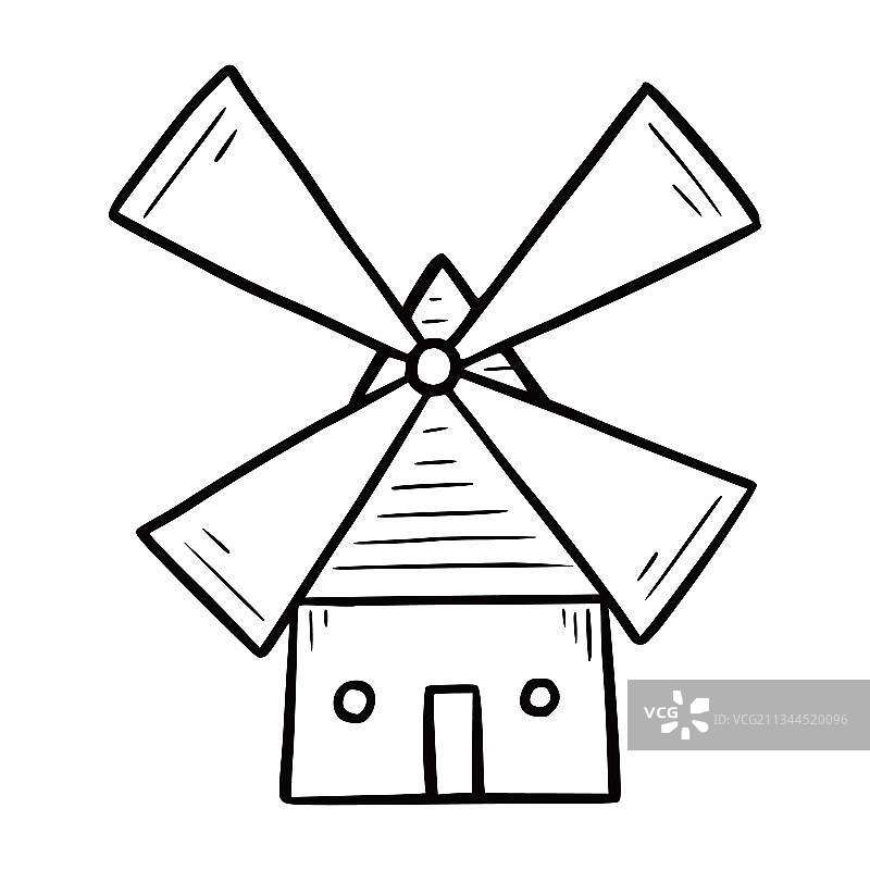 手绘风车涂鸦草图图片素材