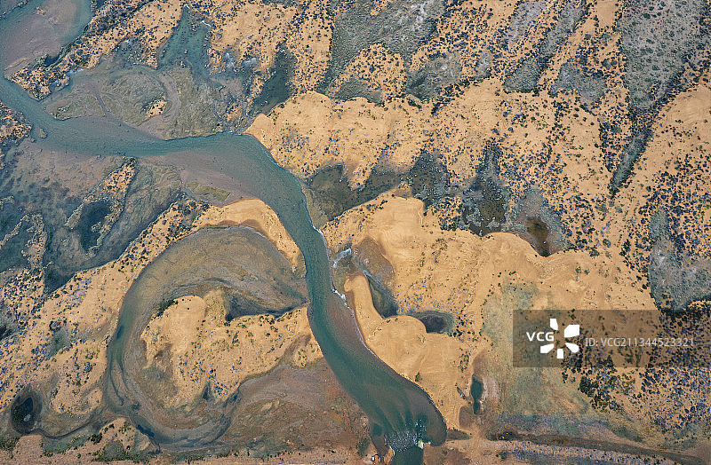 航拍巴彦淖尔景区 湿地河流图片素材