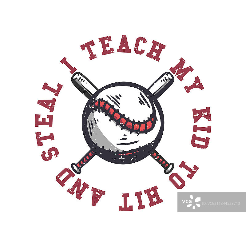 教孩子击球和盗垒T恤设计图片素材