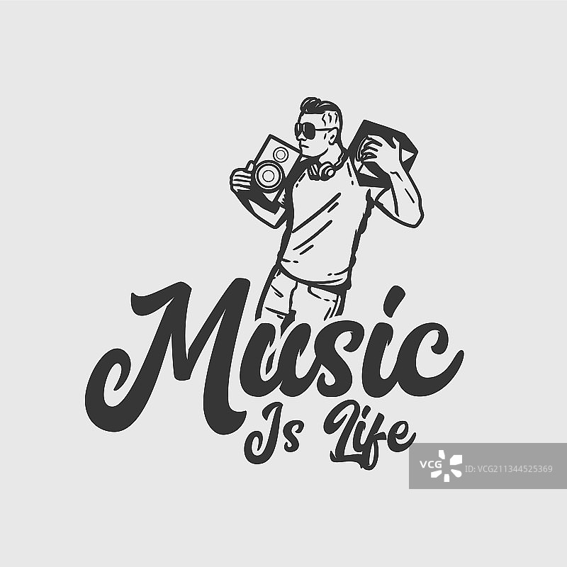 T恤设计标语：音乐就是生命图片素材