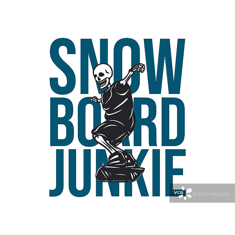 滑雪骷髅图案T恤设计图片素材