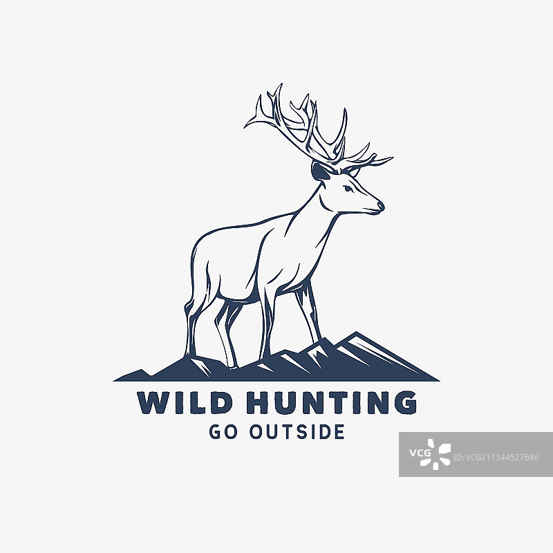 户外野外狩猎与鹿Logo设计图片素材