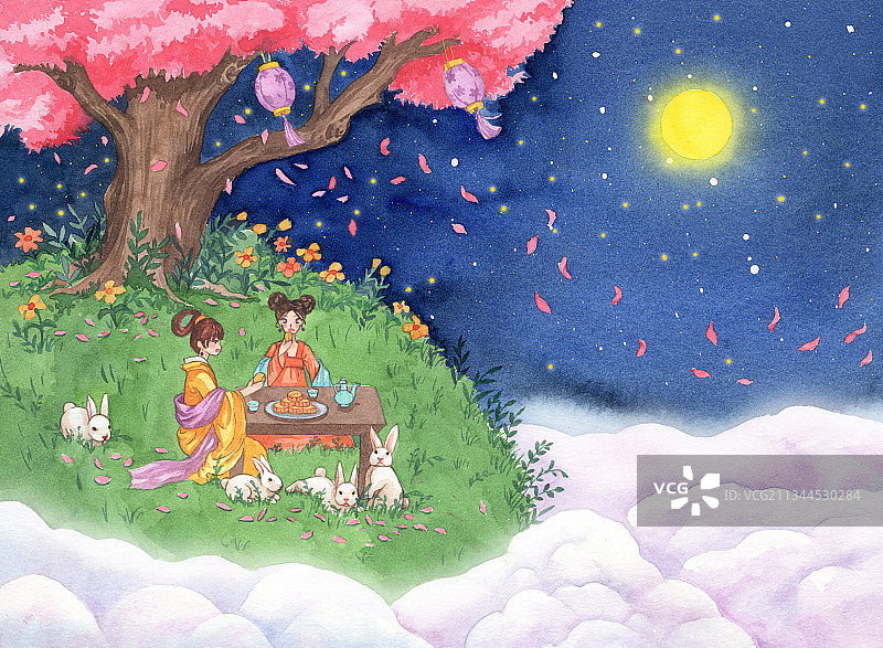 中秋赏月图片素材