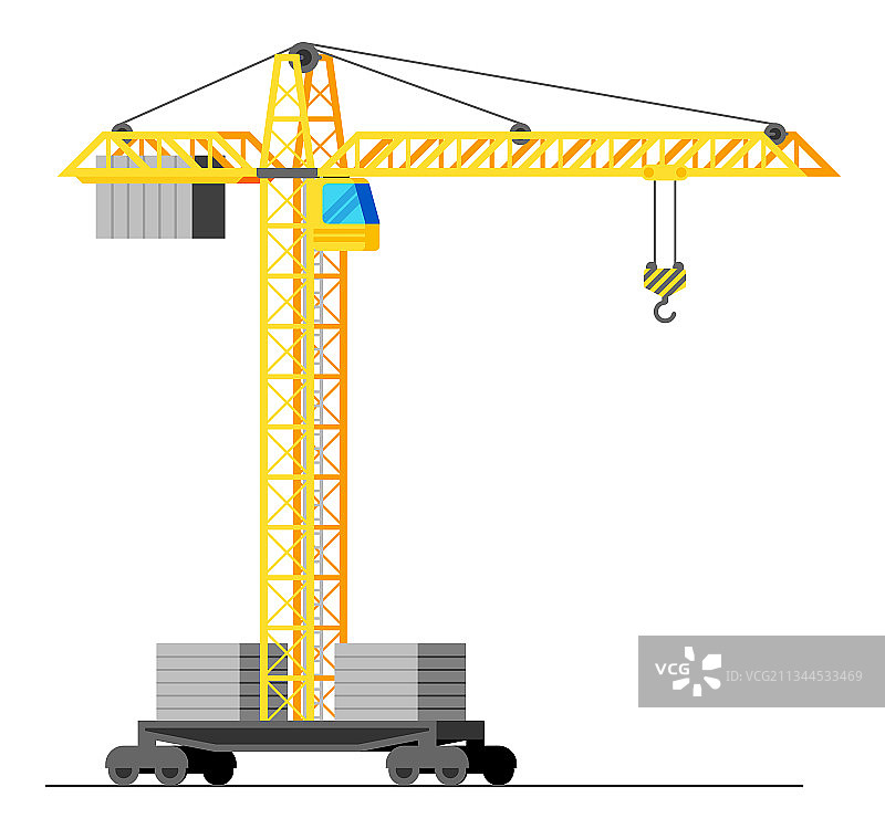 白色背景下孤立的施工塔吊图片素材