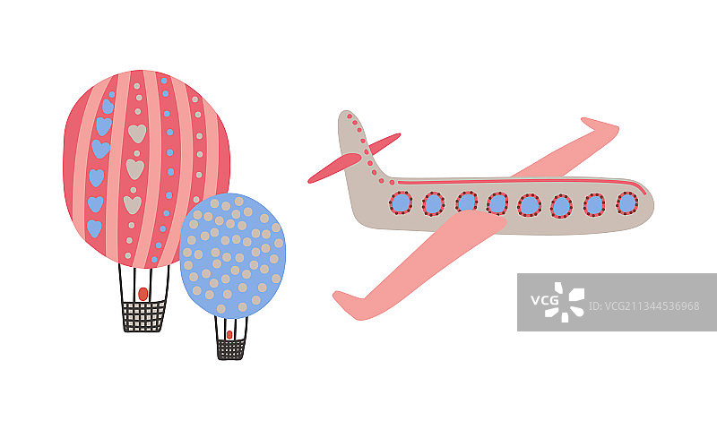 飞机和热气球旅行旅游图片素材