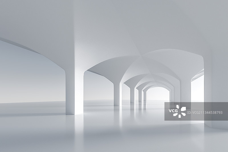 拱形穹顶的抽象现代建筑，三维图形图片素材