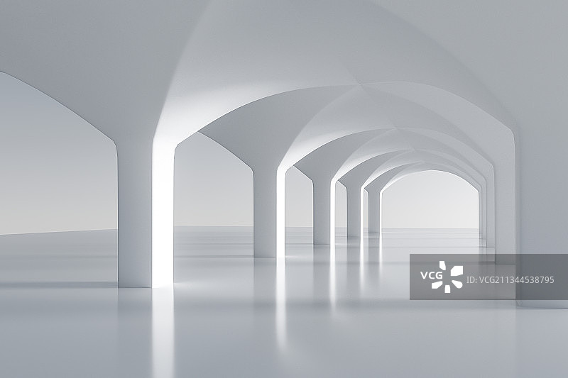 拱形穹顶的抽象现代建筑，三维图形图片素材