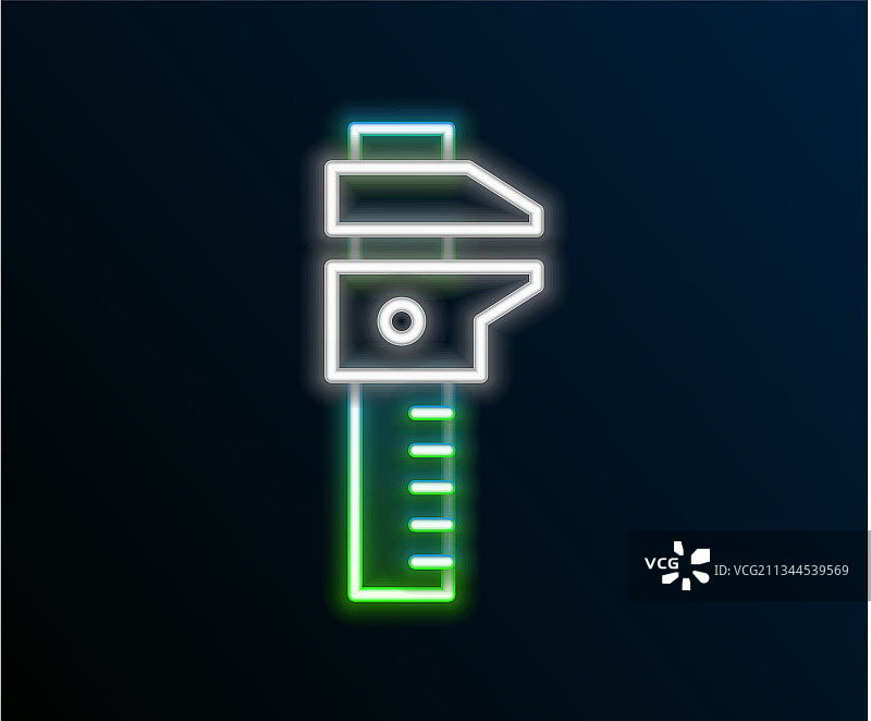 发光的霓虹灯卡尺和刻度图片素材