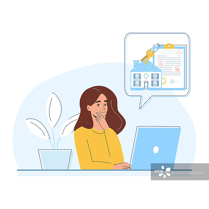 女人正在考虑购买房屋的抵押贷款图片素材