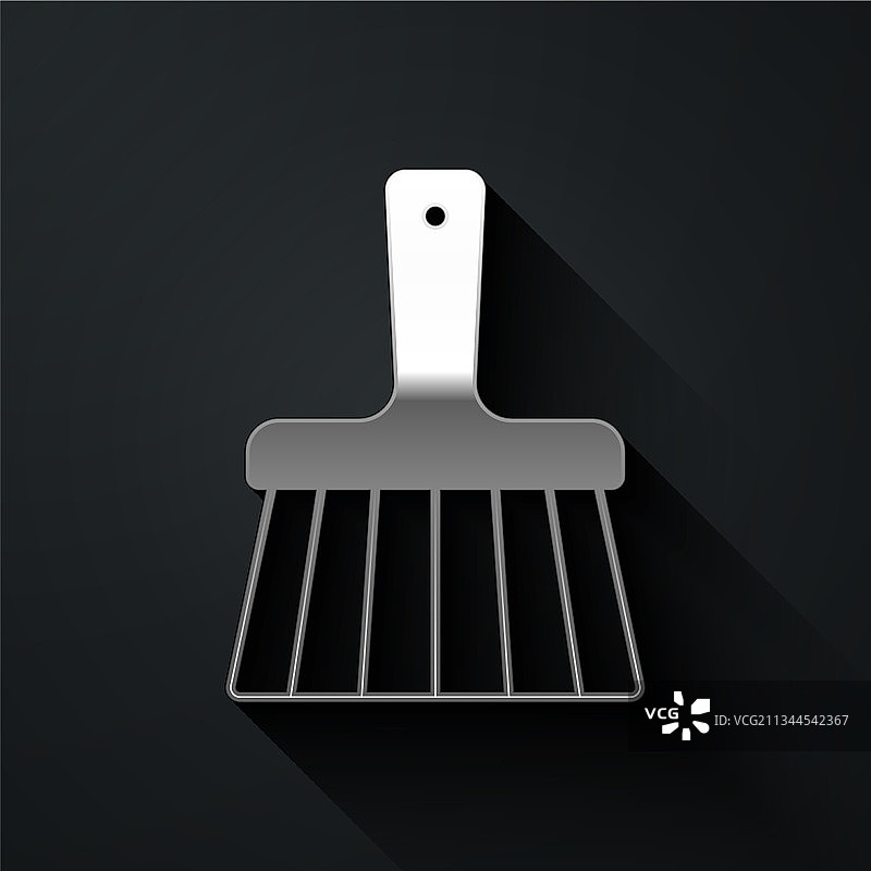 黑色背景上的银色扫帚图标图片素材