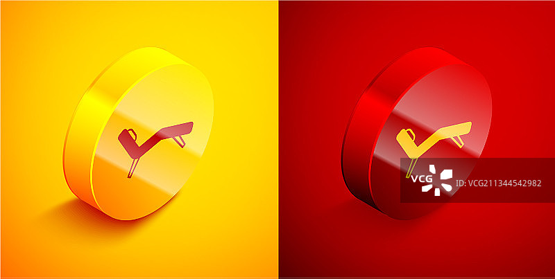 2.5D扶手椅图标，橙红色背景图片素材