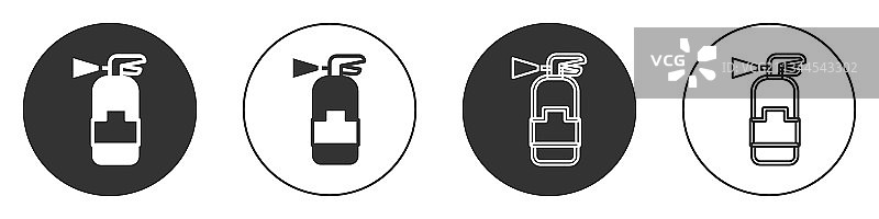 白色背景上的黑色灭火器图标图片素材