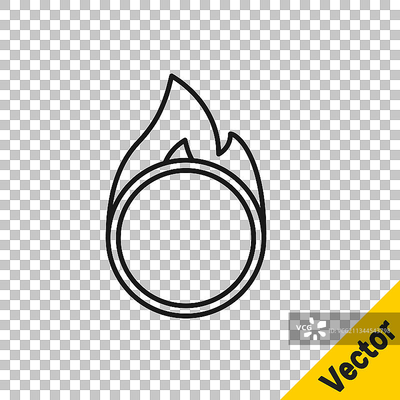 黑色线条马戏团火圈图标图片素材