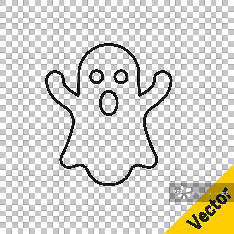 透明背景上的黑色线条幽灵图标图片素材