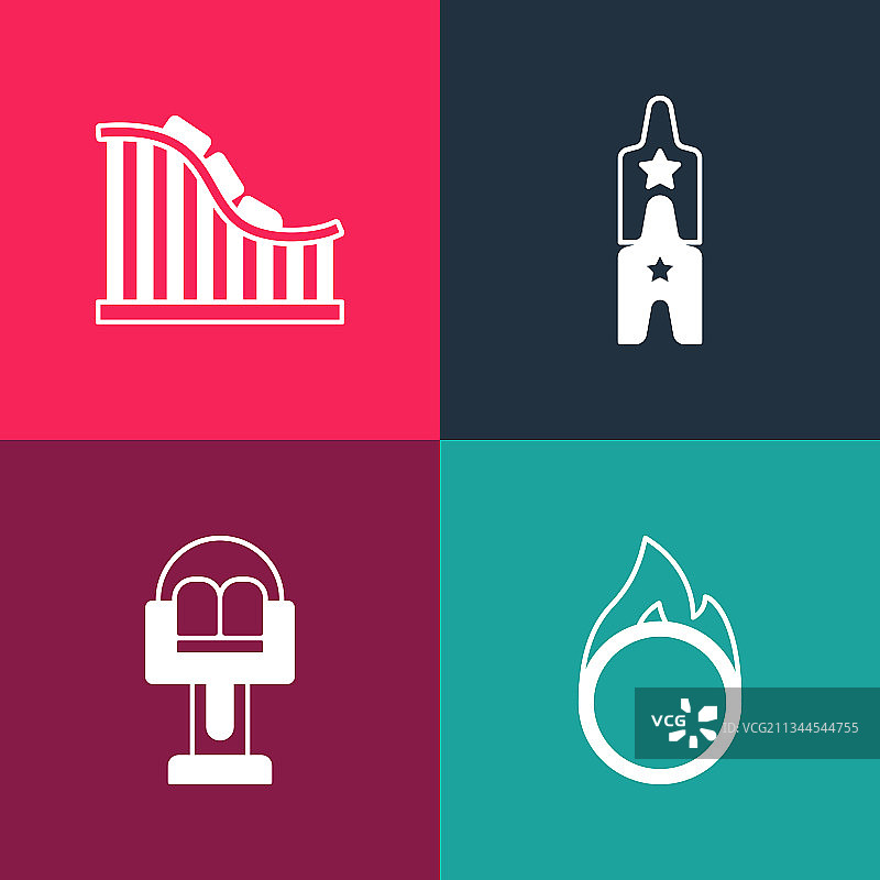 波普艺术马戏团火圈旋转木马图片素材