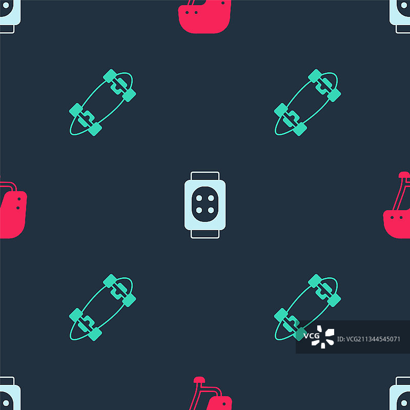 滑板头盔护膝和长板套装图片素材