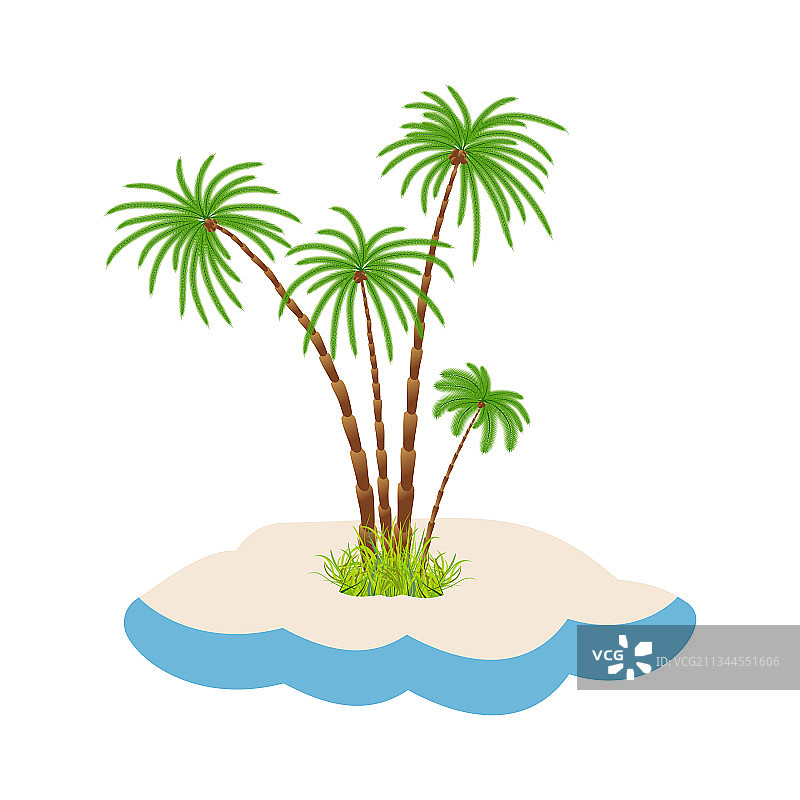 白色沙滩岛屿上的棕榈树图片素材