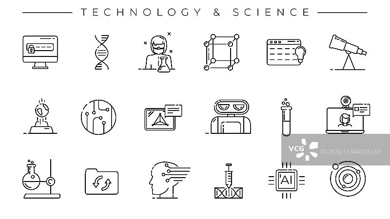科技与科学概念线条风格图片素材