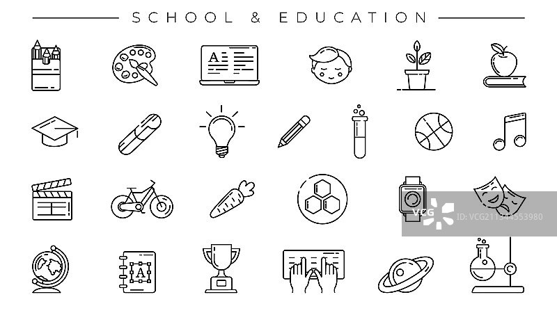 学校与教育概念线条风格图片素材