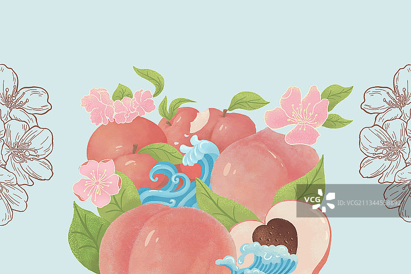 蜜桃插画图片素材