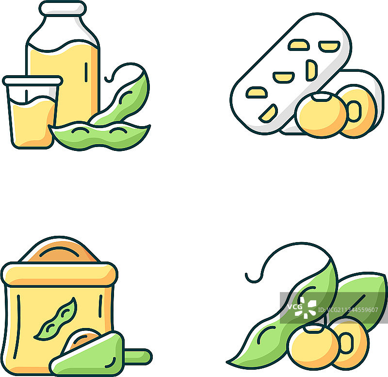 大豆膳食RGB颜色图标集图片素材