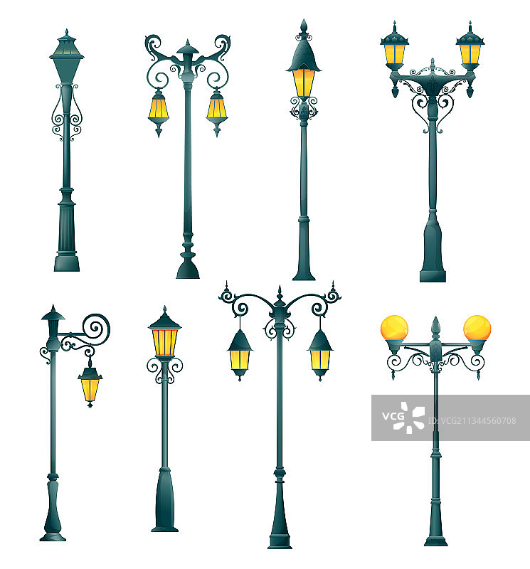 老式街灯柱和灯杆图片素材